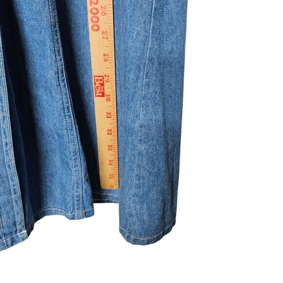 Vintage Storybook Heirloom Childs Denim Midi Dress Lace Collar Floral USA Size 8 - Picture 7 of 11